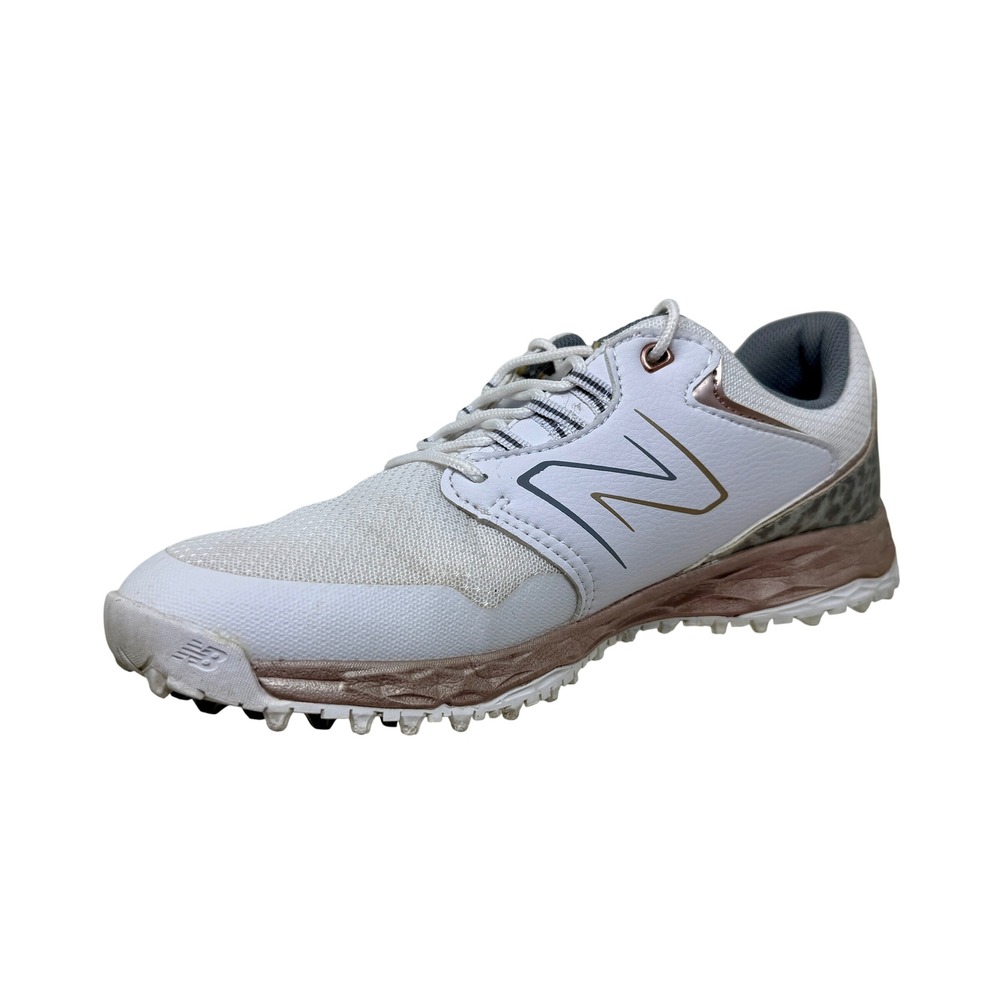 New Balance Fresh Foam LinksSL Golf Shoes White Rose Gold Leopard Women's 8.5